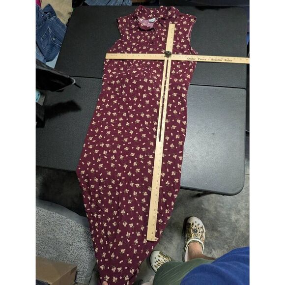 Emma & Michele Burgundy /Floral 1/2 Button Sleeveless Maxi Dress Women's Size M - Picture 5 of 5